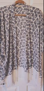 Floral Shawl with Fringe